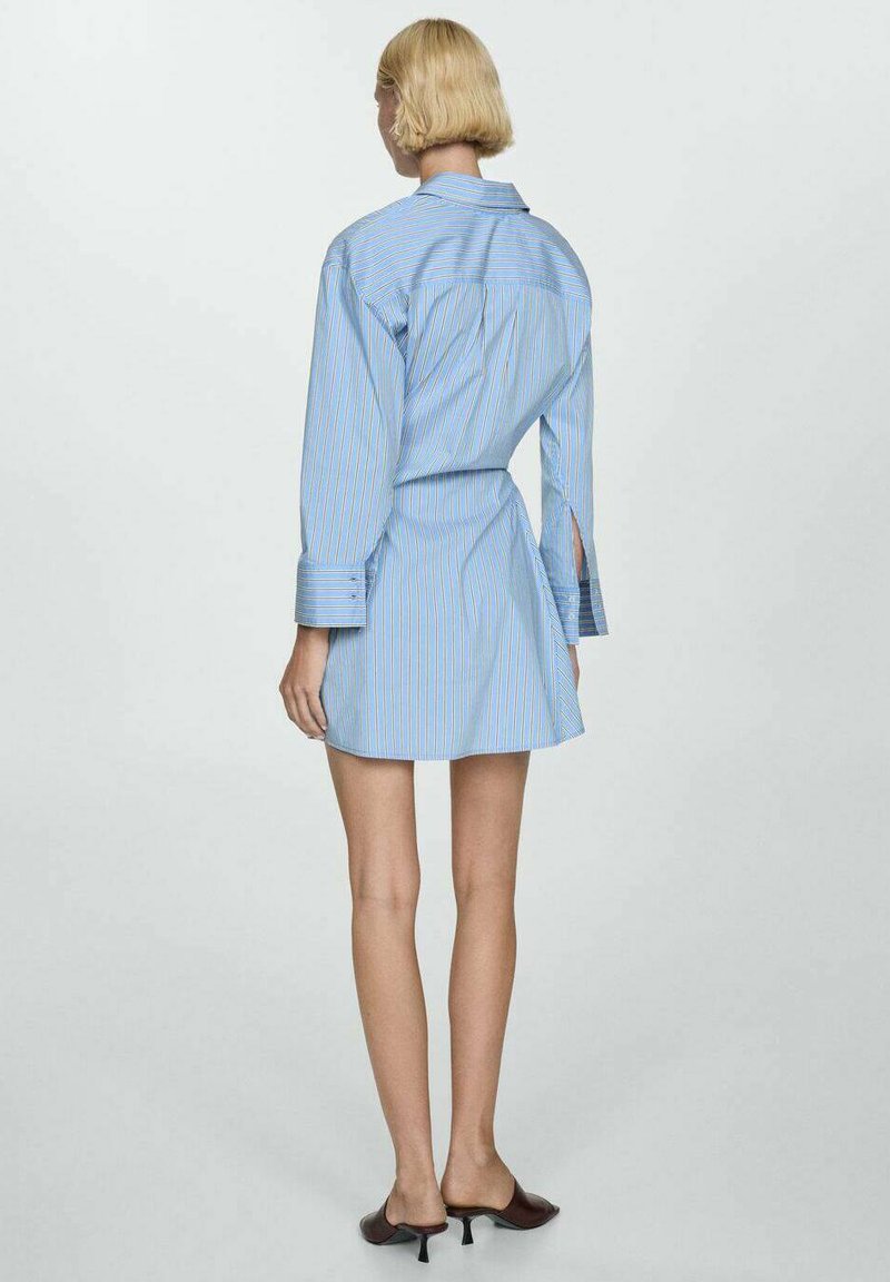 mango blue shirt dress Striped shirt dress with knot - Women