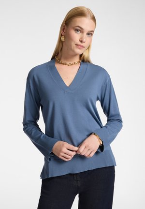 Elena Mirò, MAGLIA SCOLLO A V - Jersey de punto - blu