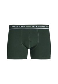 Donkergroene boxershorts van katoen, met een grijze logo-band en een strakke pasvorm met gestikte details.