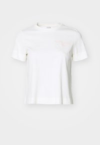 White short-sleeve t-shirt made of cotton with a round neck, featuring light pink text "BJÖRN BORG" on the left chest area.