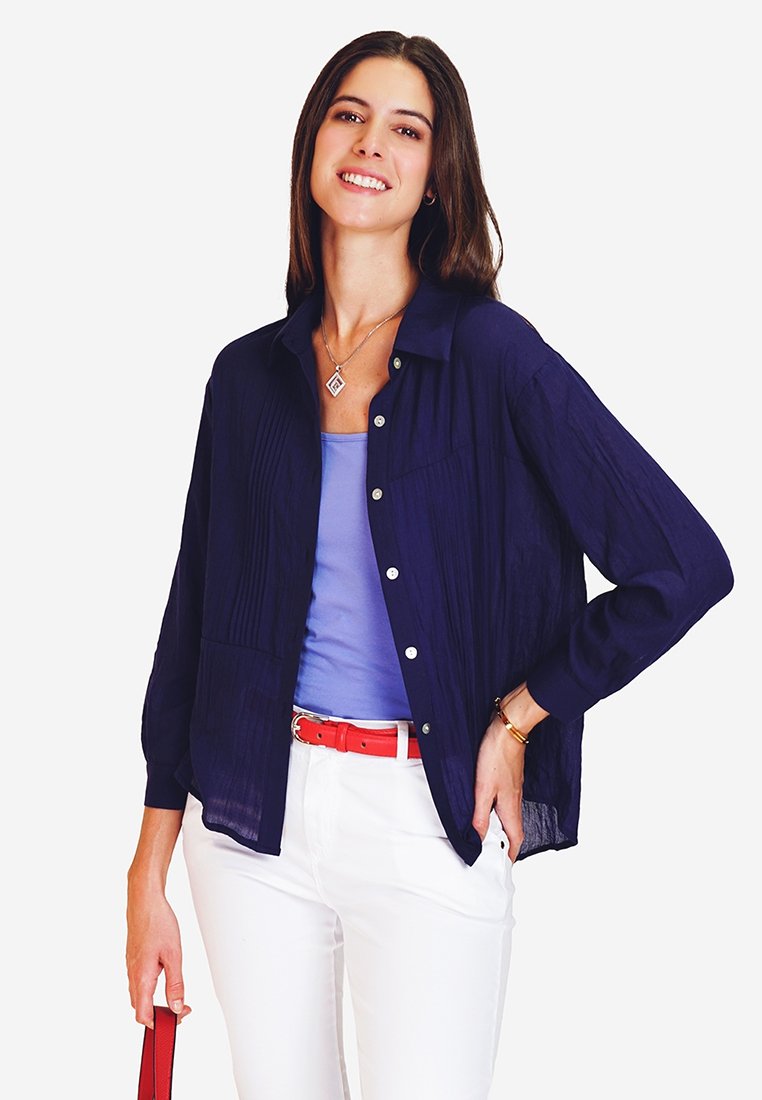 Le Jardin Du Lin Overhemdblouse donkerblauw Le Jardin Du Lin Overhemdblouse donkerblauw