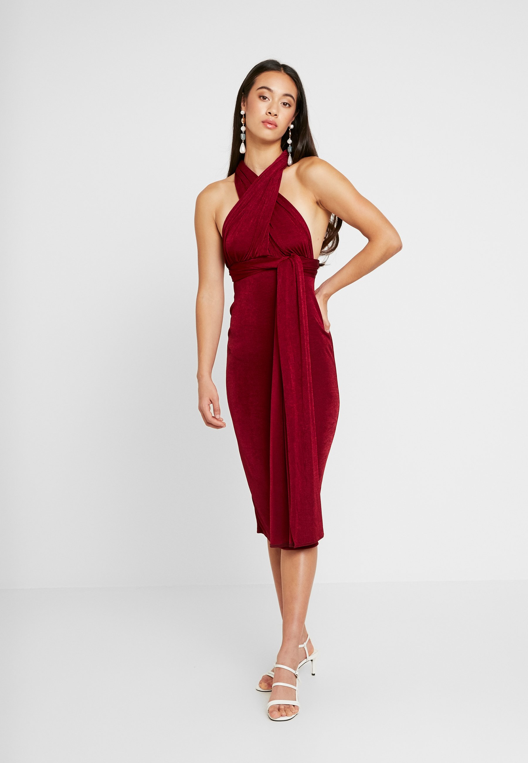 dark red midi dress