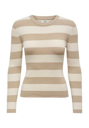 JDY O-NECK STRIPE - Jersey de punto - beige