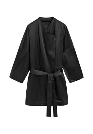 Massimo Dutti, DOUBLE-BREASTED TIE-WAIST JACKET - Trenchcoat - metallic black