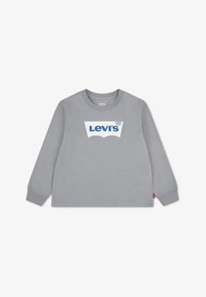 Grijs lang shirt met ronde hals, blauw-wit Levi's-logo op de borst en een klein rood Levi's-label in de zijnaad.