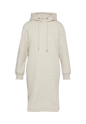 Heledad beezhi kaelariiet, millel on lõdva lõikega, pikad varrukad, nöördetailid ja ribade äärised. Sile, pehme tekstuur.