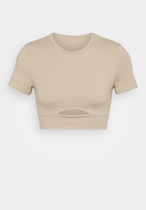 CUT OUT CROPPED - T-shirt con stampa - mink