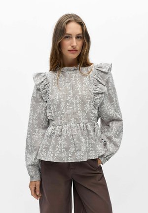 Object, OBJCIARA L/S RE FRILL TOP 143 - Blouse - morel