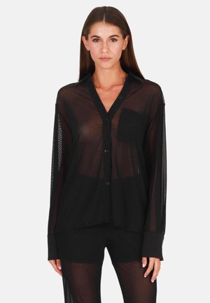RYAN MESH - Button-down blouse - black