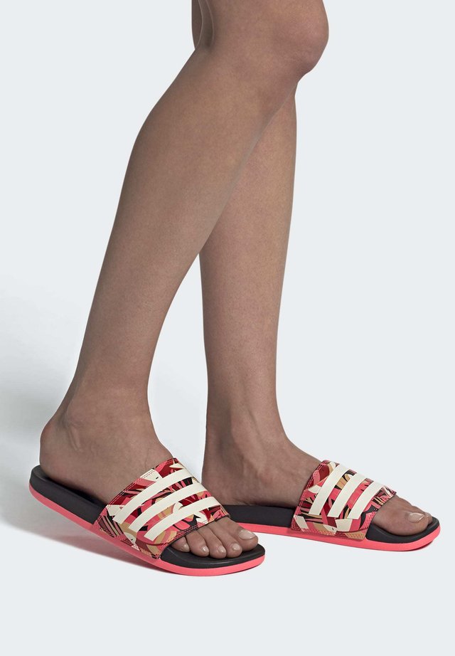 Pool slides - cblack linen sigpnk