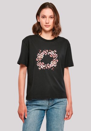 FRÜHLINGS BLUMENKRANZ DEKOR - Print T-shirt - schwarz