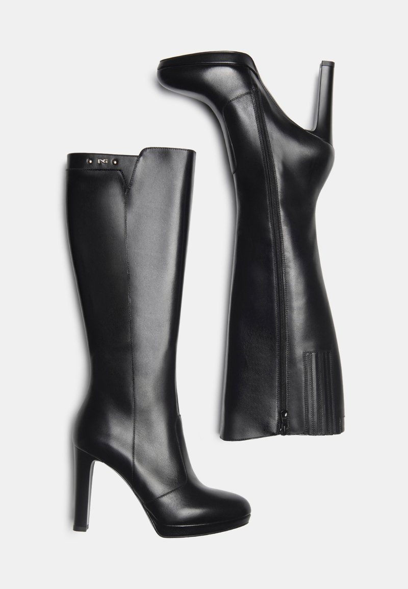 Bottes à Talon Nero Giardini Femme - 36 Blanc Cassé, Cuir, 8 Cm