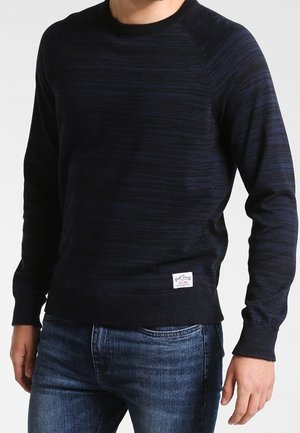 Striktrøje - mottled dark blue