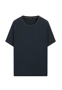 Massimo Dutti SHORT-SLEEVE WITH CONTRAST TOPSTITCHING - Jednoduché tričko - mottled dark blue