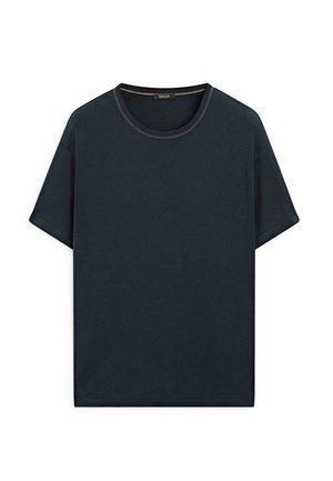 Massimo Dutti SHORT-SLEEVE WITH CONTRAST TOPSTITCHING - T-shirt basic - mottled dark blue
