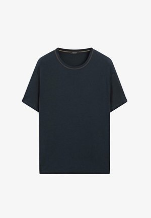 Massimo Dutti SHORT-SLEEVE WITH CONTRAST TOPSTITCHING - T-shirt basic - mottled dark blue