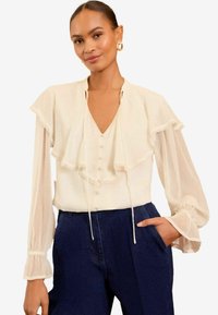 REGULAR FIT - CAPELET NOTCH NECK - Camicetta - ivory