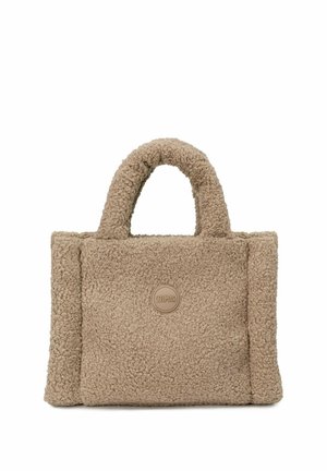 Sac cabas beige texturé, doté de deux anses arrondies et d’un logo Colmar circulaire sur le devant, présenté sur fond blanc.