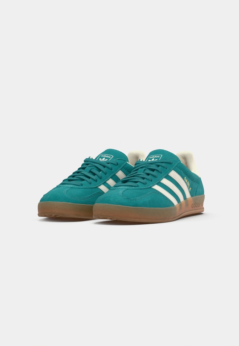 adidas Originals GAZELLE INDOOR - Baskets basses - pure teal/off  white/gold-coloured metallic/vert - ZALANDO