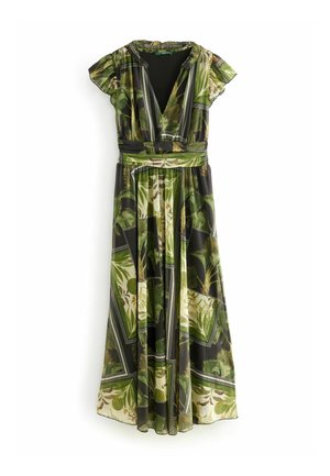REGULAR FIT PLEATED FLORAL V NECK - Maxikjoler - green floral geo print