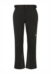 Schwarze Outdoor-Hosen mit geradem Schnitt, aus strapazierfähigem Material, mit zwei Knöpfen am Bund und seitlichen Reißverschlusstaschen.