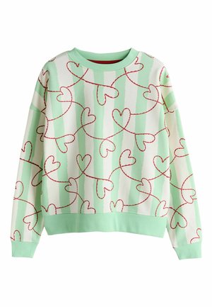 REGULAR FIT - SUPERSOFT PEACHED ESSENTIALS CREW NECK SEAM DETAIL . - Bluză de molton - green heart stripe