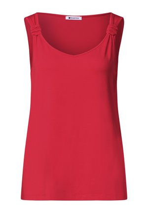 Street One, TOP MIT V-NECK UND KNOTENDETAIL - Top - salsa red