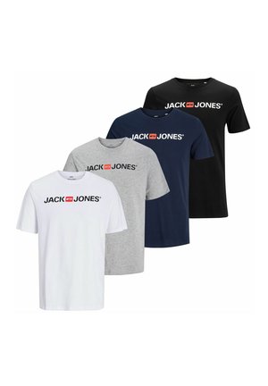 RUNDHALS 4 STÜCK - T-Shirt print - weiß grau navy schwarz