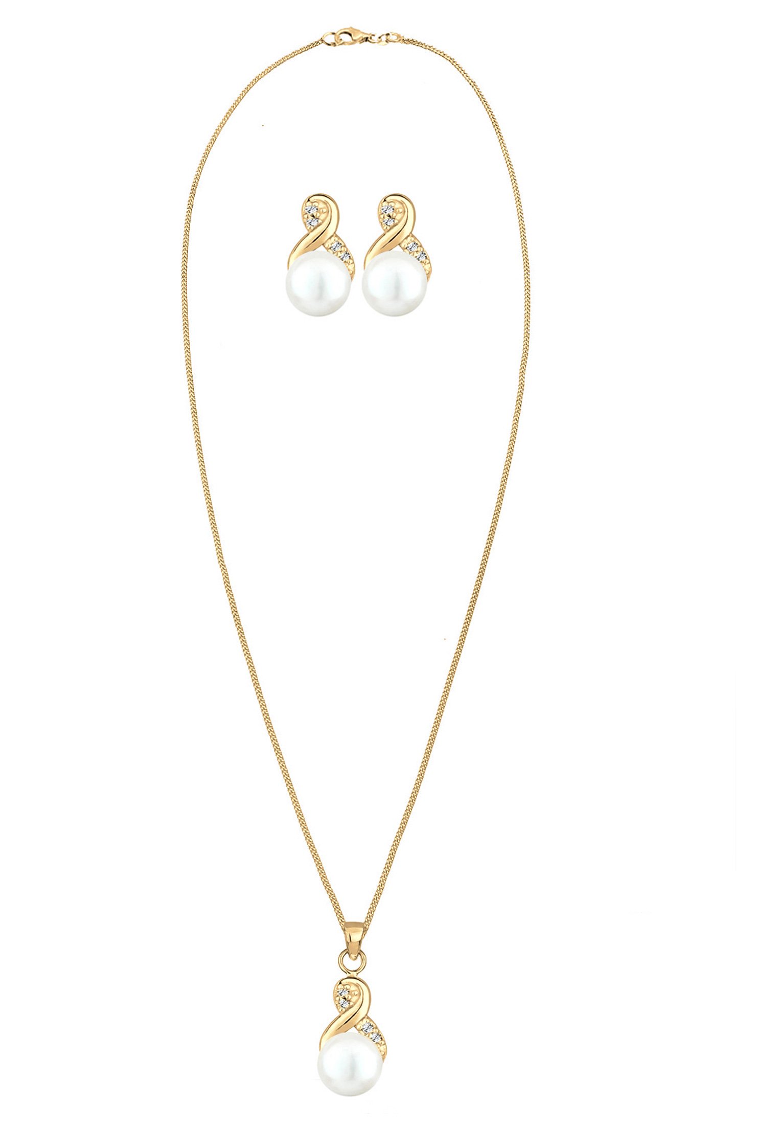 Elli Damen Ohrringe Infinity Mit Perle & Kristallen – 925 Sterling Silber, Rosé Vergoldet