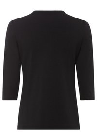 Zwarte, lichte longsleeve met een ronde halslijn en een ontspannen pasvorm. Gladde textuur, geen zichtbare patronen of hardwaredetails.