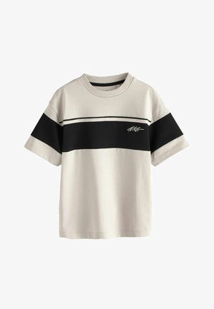 Next, REGULAR FIT - COLOURBLOCK SHORT SLEEVE T-SHIRT . - Tričko s potlačou - cement black
