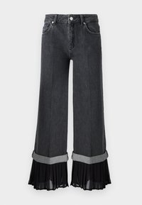 FLARE PLISSE PANT - Jean flare - black denim