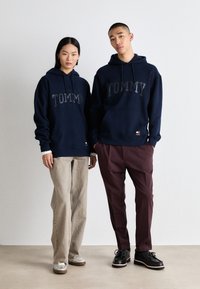 Tommy Jeans GLITTER HOODIE UNISEX - Jersey con capucha - dark night navy