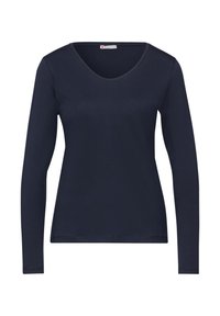 MIT GERUNDETEM V-NECK - Camiseta de manga larga - blau