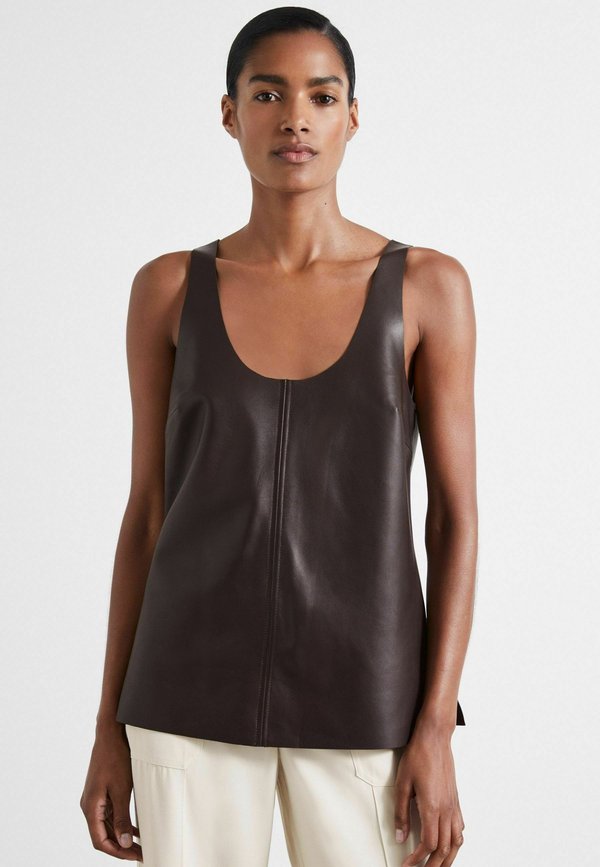 REGULAR FIT - ALIZA ATELIER  SCOOP NECK - Bluse - chocolate