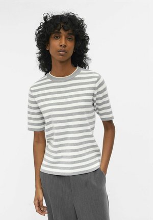OBJESTER S/S NEW NOOS - Print T-shirt - light grey melange