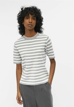 GESTREIFTES - T-shirt med print - light grey melange