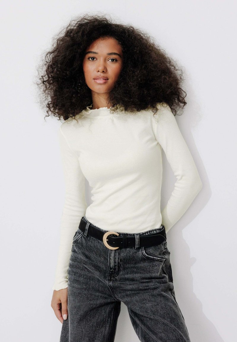 Promod COL MONTANT - T-shirt à manches longues - ecru