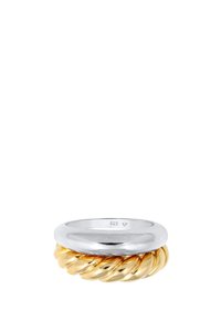 Bague plaquée argent et or avec un anneau lisse au design en corde torsadée. Marquée '925' pour attester de l'authenticité de l'argent sterling.
