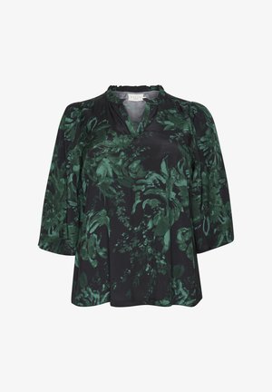 Kaffe Curve, MINA - Blouse - black green painted flower