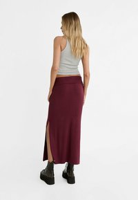 Stradivarius FOLD OVER WAIST - Maxikjol - bordeaux