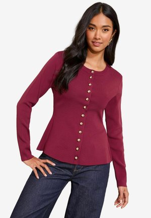 REGULAR FIT - CINCHED WAIST  - Cardigan - burgundy red