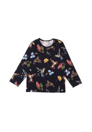 HUMMINGBIRDS AROUND FLOWERS - Long sleeved top - dark blue