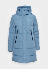 MIDDLE LENGTH DETACHABLE HOOD - Casaco de penas - sea blue
