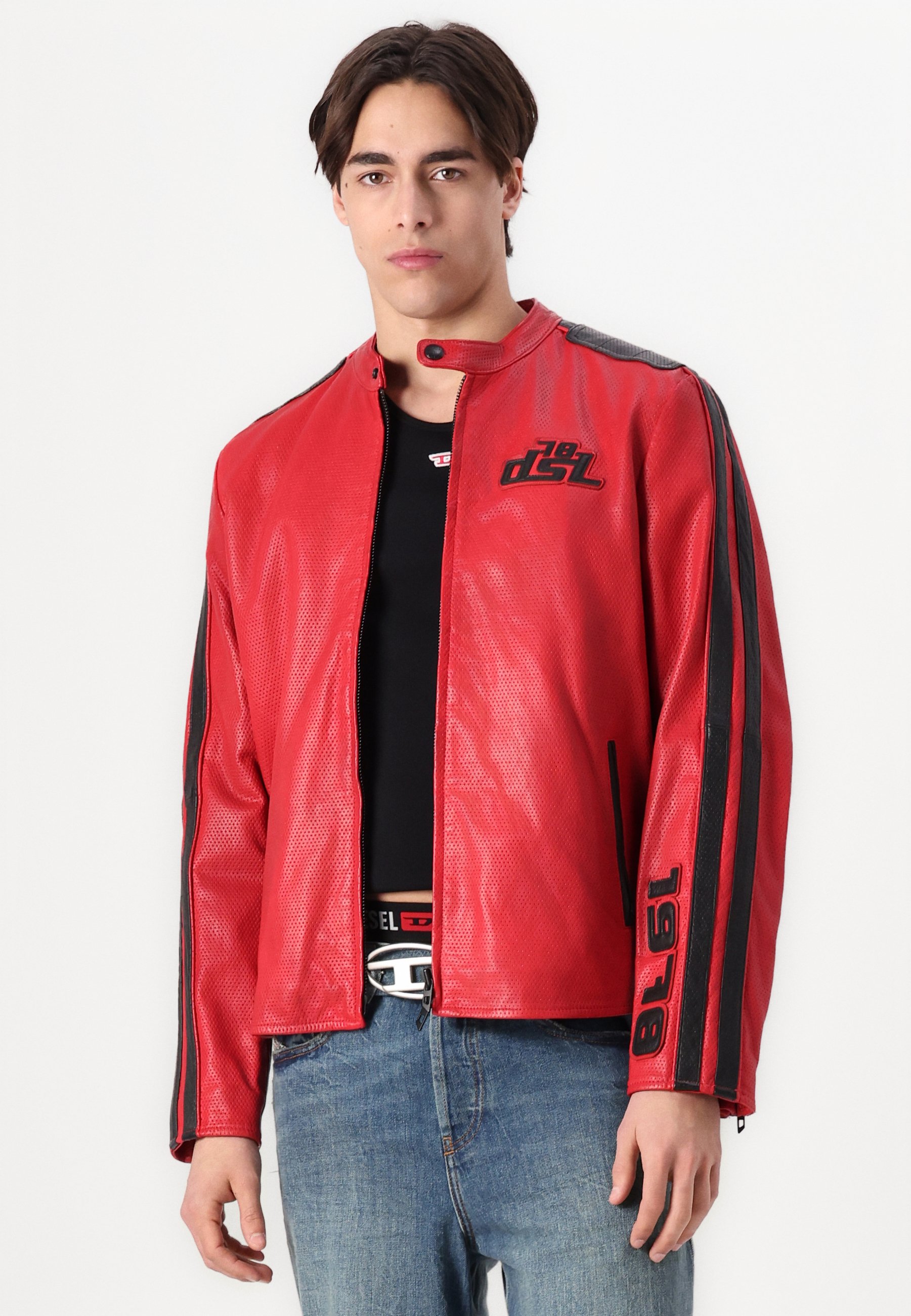 Diesel POP - Leather jacket - red - Zalando.co.uk