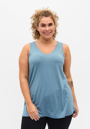 Ulla Popken Maglietta Basic a V, Grigio Chiaro mélange, 60/62 IT Donna