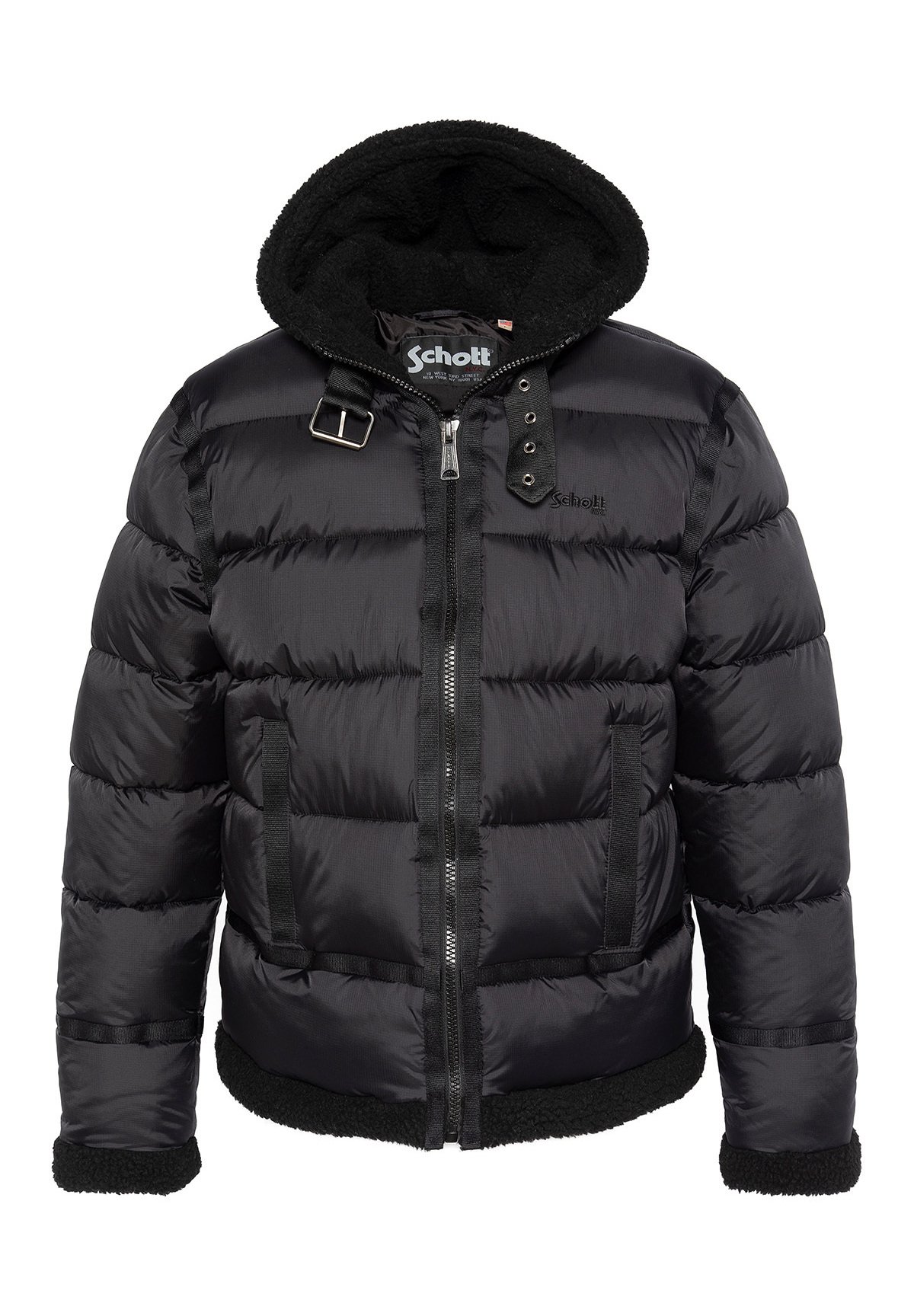 Schott HOODED PUFFER Winter jacket noir/black Zalando