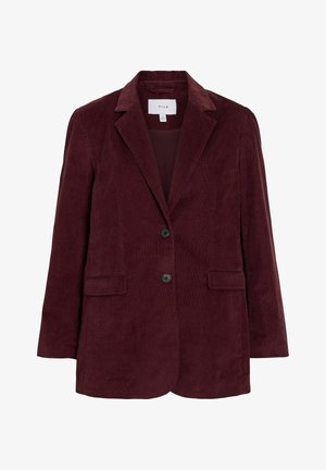 Vinröd manchesterkavaj med slag och två framfickor samt två knappar. Har ett strukturerat tyg och en avslappnad passform.