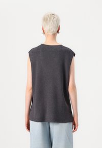VILA VICHELLE V NECK OVERSIZED - Pulover - dark grey melange