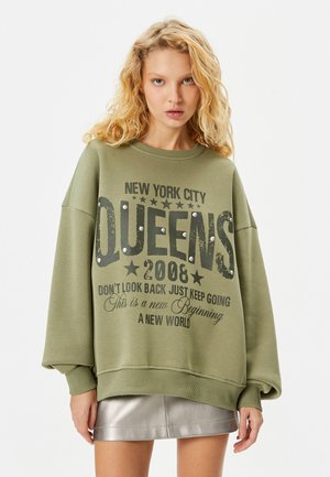 VARSITY PRINTED LONG SLEEVE CREW NECK DETAIL - Sweater - khaki